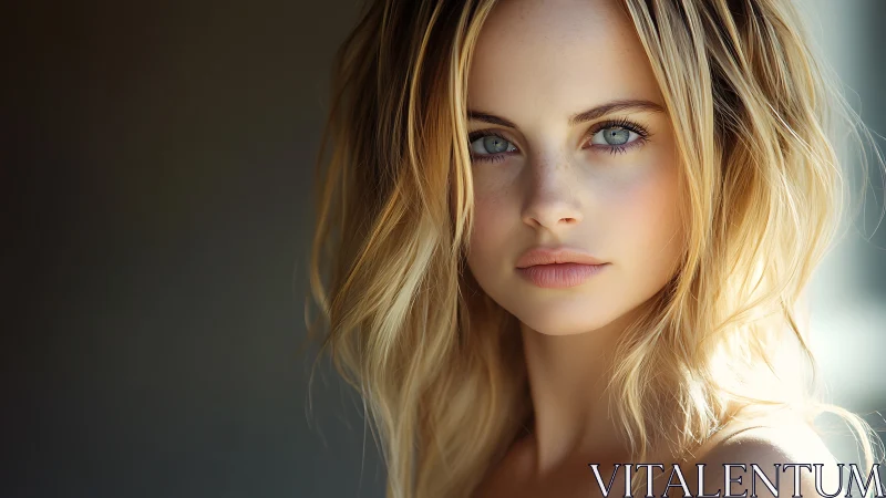 Soft morning light gently frames a calm, blue eyed portrait