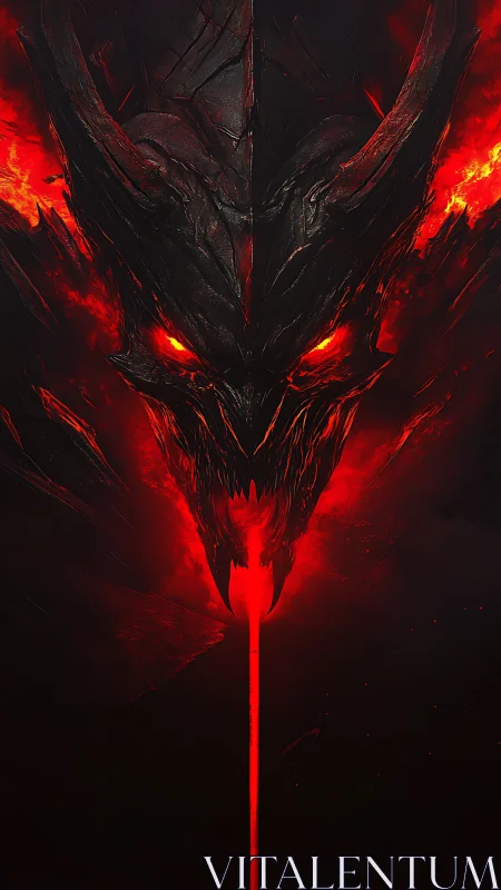 Volcanic demonic helm extruding molten energy beam frontally.