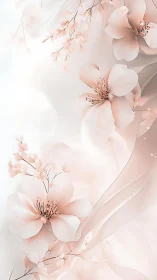 Soft pink flowers with delicate petals rendered in ethereal gradient composition