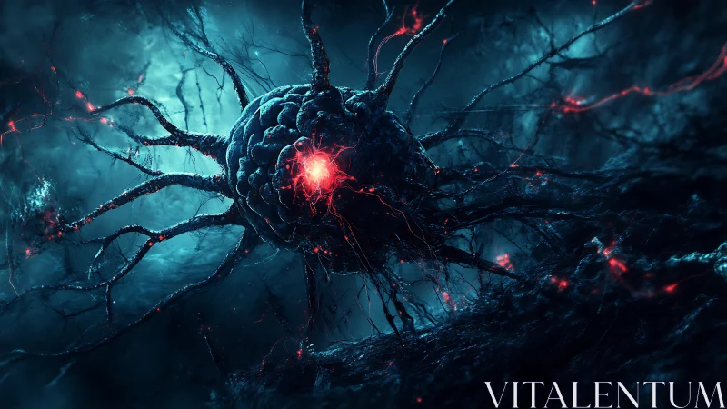 Alien neural core pulses with eerie bioluminescent energy