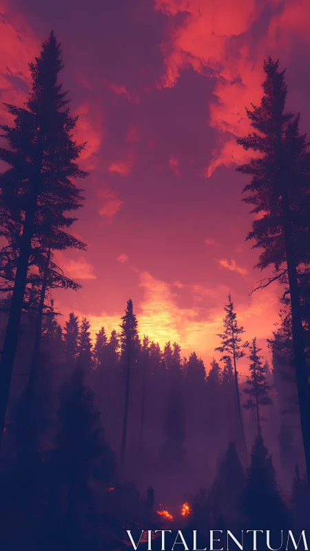 Inferno Cathedral: Silhouetted Spires Through Crimson Skies.