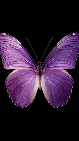 Symmetric macro capture of iridescent violet butterfly morphology.