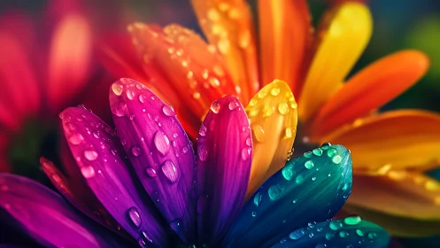 Rainbow Petals Kissed by Rain.