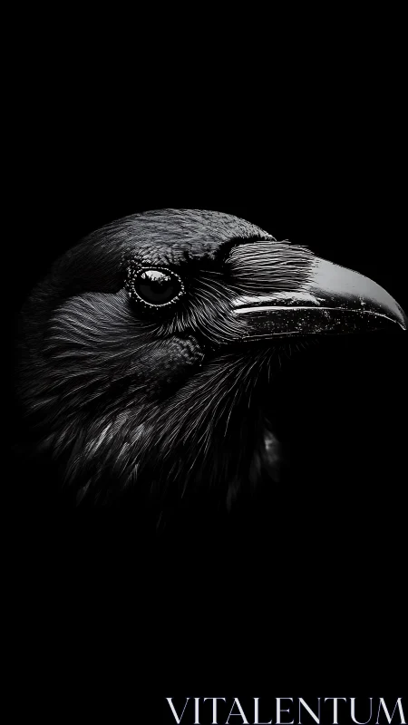 Raven's Profile: Monochrome Study in Shadow.