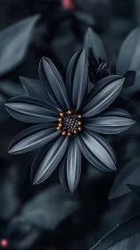 Dark Petaled Flower with Golden Stamen Center