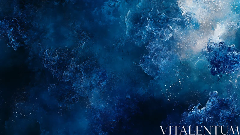 Cosmic blue nebula swirls evoke deep space mystery and calm