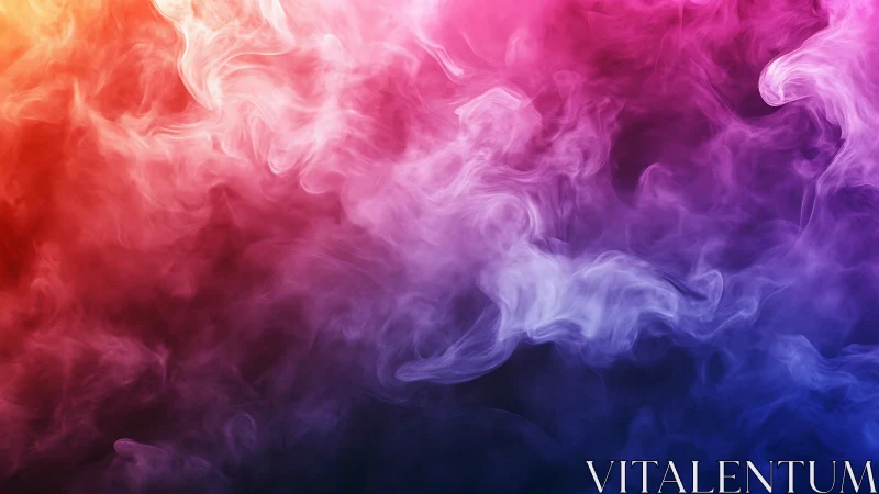 Vibrant multicolor smoke wisps drift through dark void