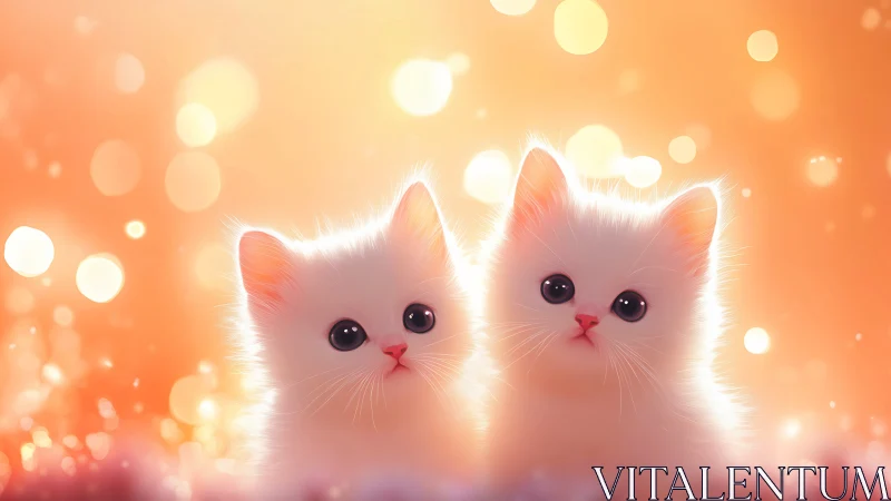 Two Precious Kittens Glowing in Warm Light.