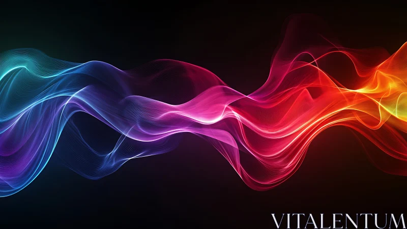 Prismatic soundwave ribbons drift across the digital night.