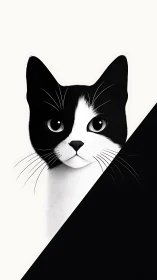 Black and White Cat Portrait with Bold Graphic Shadow