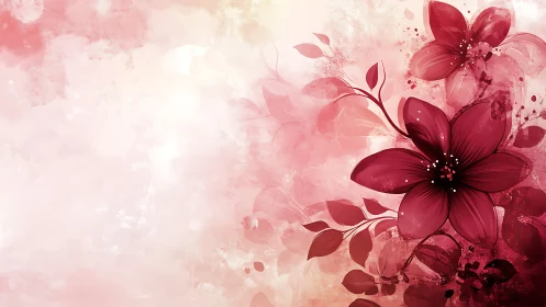 Deep Crimson Blooms Against Soft Pink Gradient.