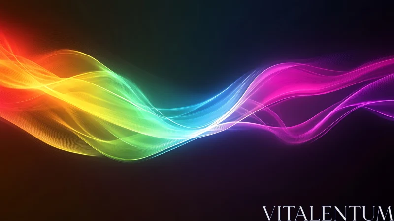 Multicolor luminous waveforms on dark gradient background.