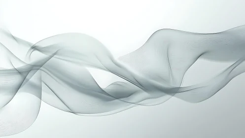 Elegant Abstract Grey Smoke Wave on Minimalist White Background.