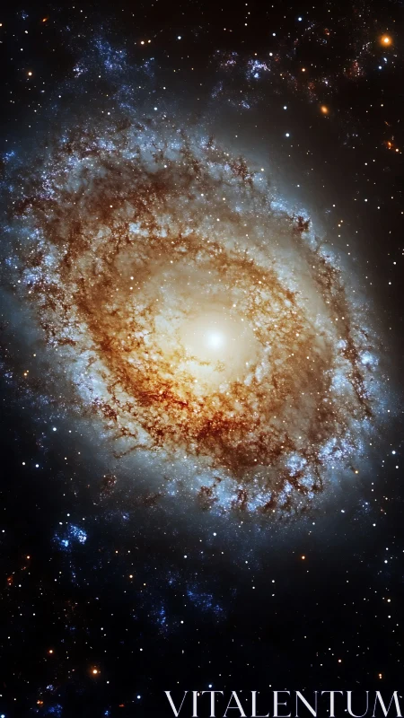 Luminous spiral galaxy swirls through a deep star filled cosmos