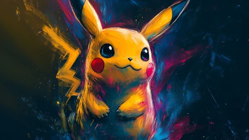 Electric creature rendered in vivid neon brushstroke abstraction