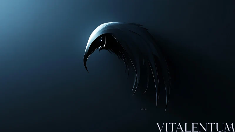 Midnight raven curves into light like a sharpened crescent