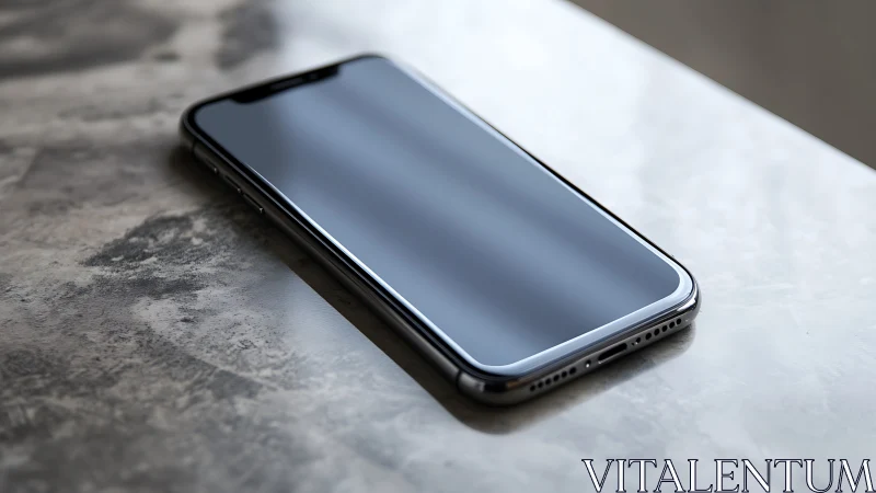 Modern Smartphone Resting on Concrete and Paper.