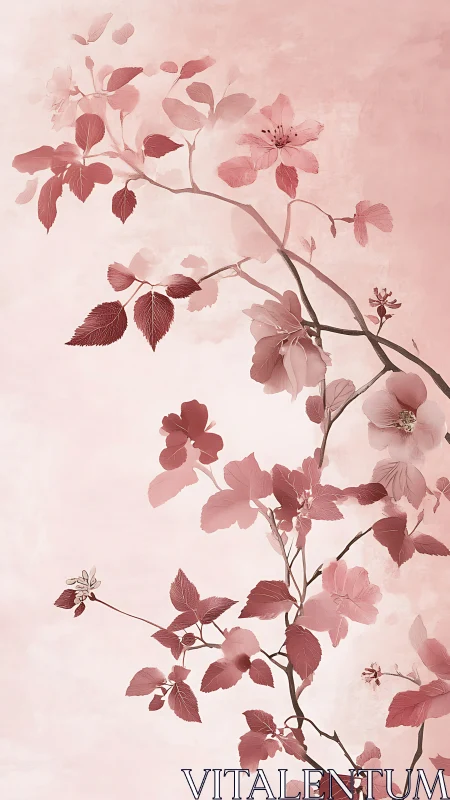 Delicate Pink Botanical Branch Study.