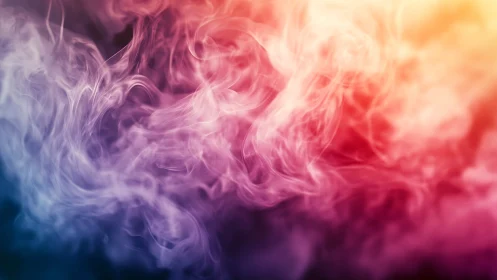 Soft swirling rainbow mist drifting through warm light.