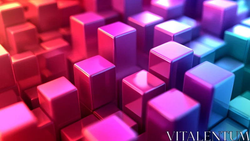 Vibrant 3D Geometric Cubes in Neon Abstract Digital Art Style.