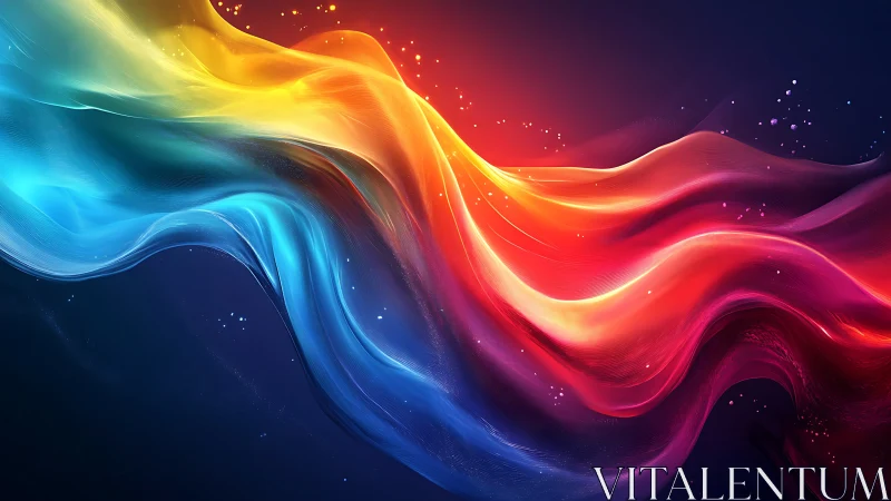 Chromatic fluid dynamics ribbon under spectral light flow.