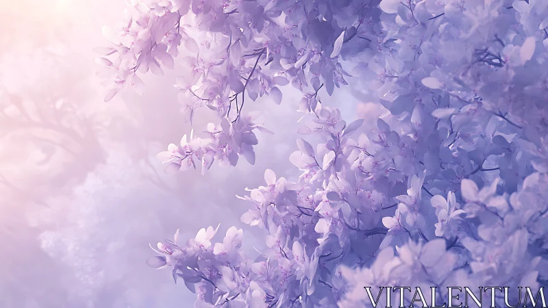 Purple Wisteria Blossoms in Soft Afternoon Light.
