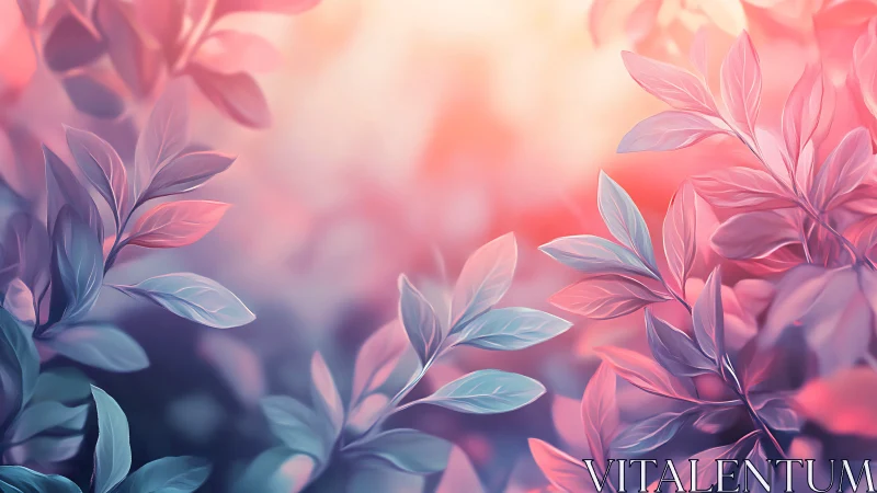 Dreamy pastel leaves drifting through evening light.