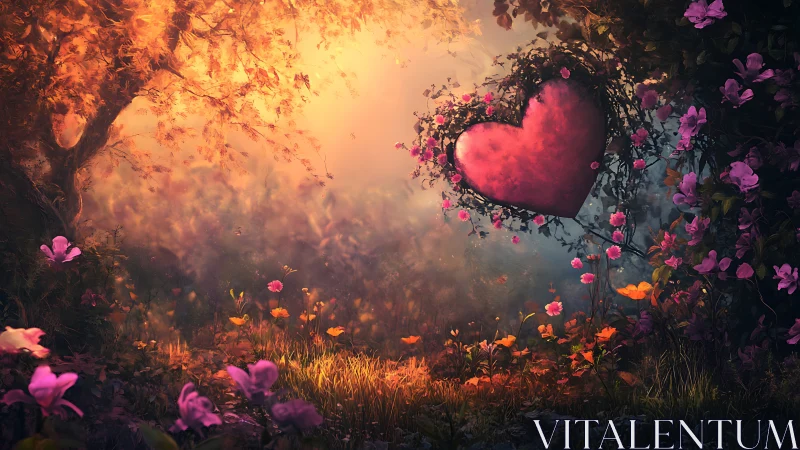 Love's Garden: Where Soft Blooms Meet Warm Golden Light.