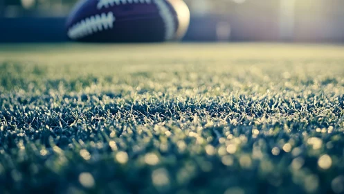 Morning light on a quiet football field waiting for play.