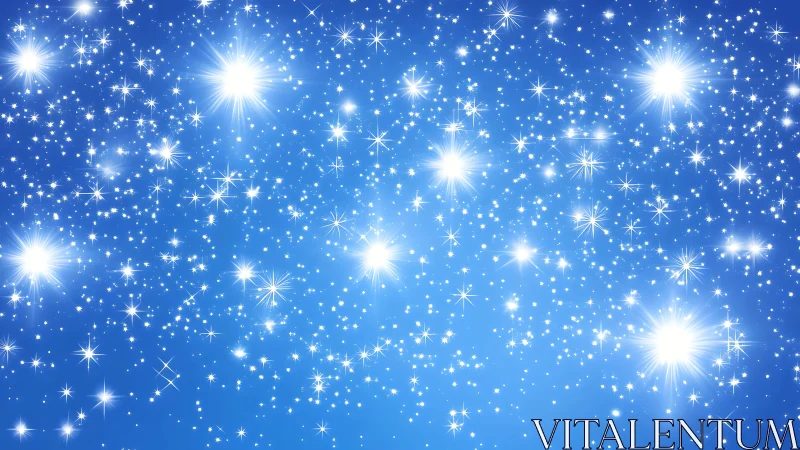 Luminous starfield glows across vibrant blue night sky.