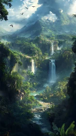 Verdant skyfall valley where emerald jungles breathe.