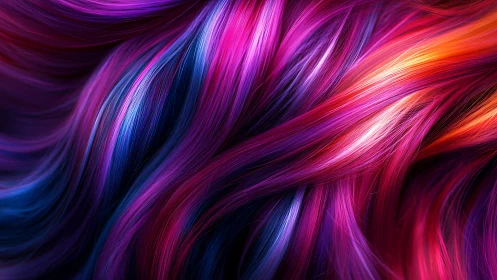 Neon strands weave saturated magenta, violet, and cyan light.