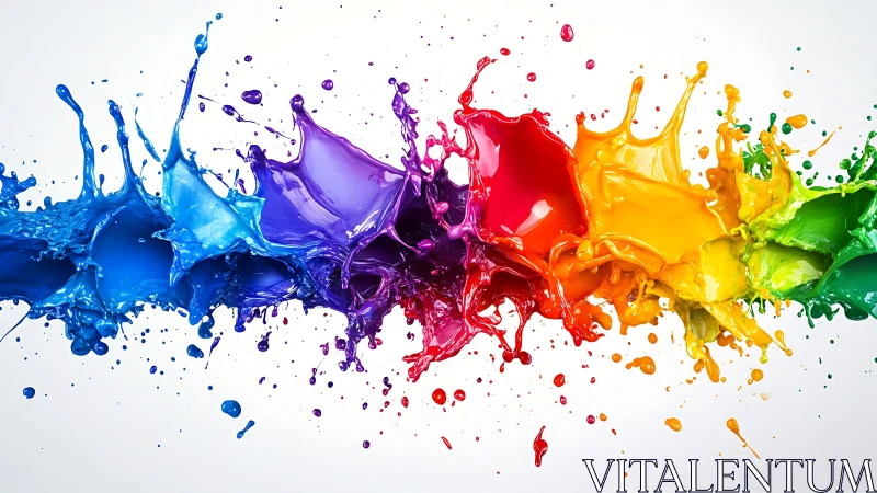 Explosive chromatic paint collision freezes in mid-air motion