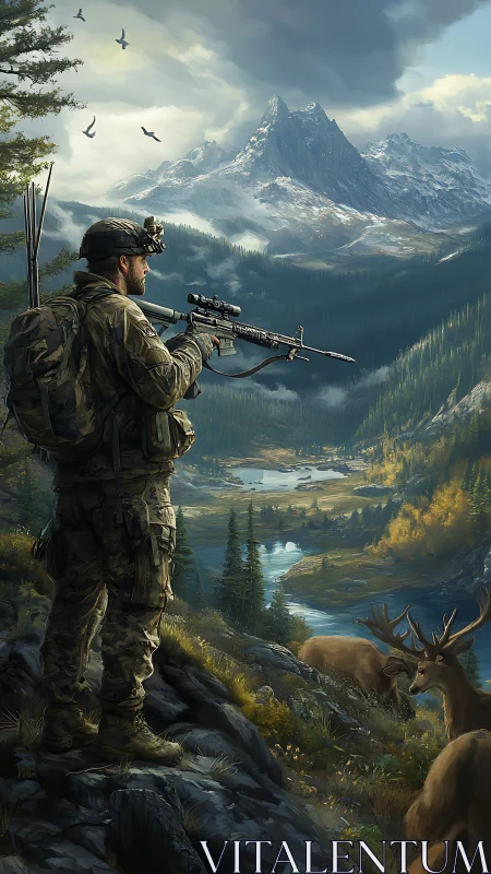 Mountain Sentinel: Sniper's Alpine Vantage Point.