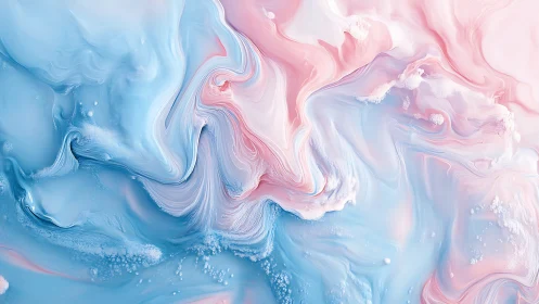 Viscous pastel fluid dynamics in swirling macro pigment field.