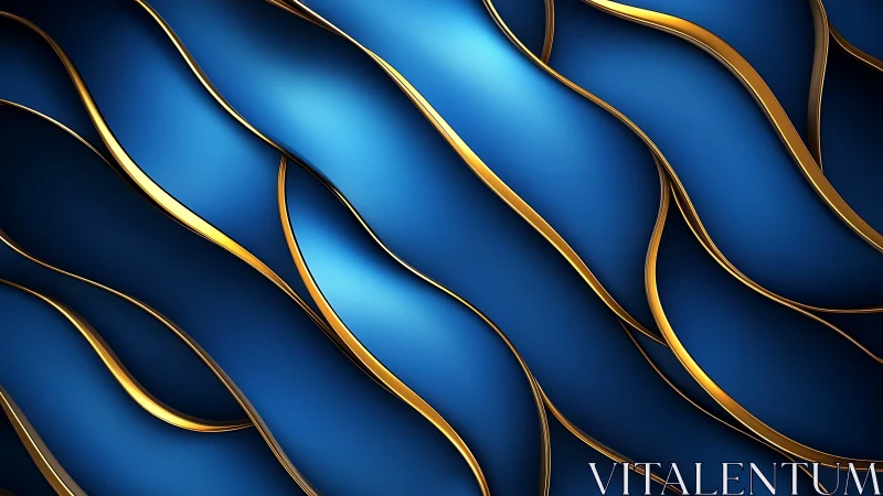 Gleaming golden ribbons drift gently across deep blue waves