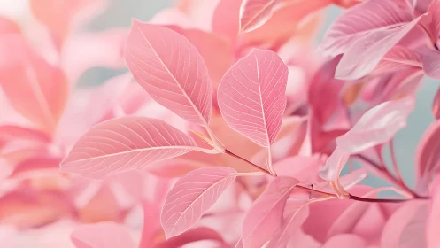 Soft pink foliage with delicate translucent leaf veins.