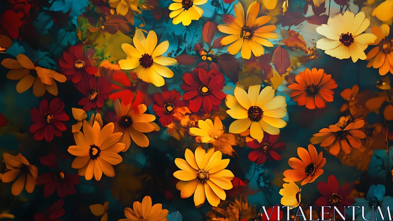 Composite Floral Arrangement with Yellow, Red, Orange Daisies
