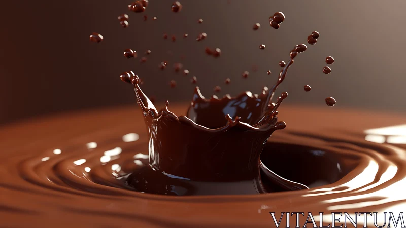 Chocolate liquid splash forms crown-like impact shape