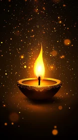 Gentle golden diya glow warming the quiet evening sky.