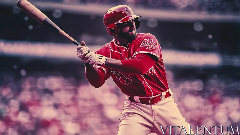 Confident baseball batter waits for the perfect powerful pitch