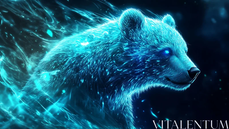 Glowing spectral bear rendered with luminous particle fur dynamics