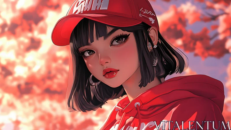 Cool city girl glows softly under a dreamy sunset sky