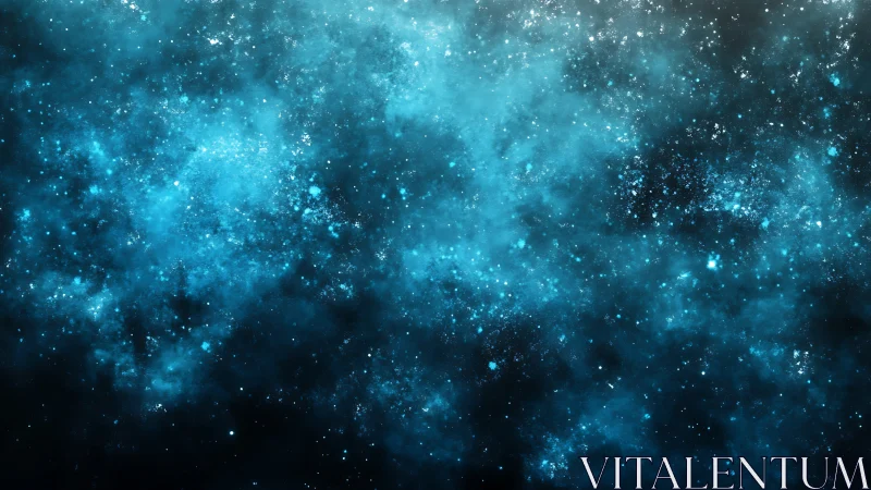 Soft blue starry nebula swirling through a dreamy night sky.