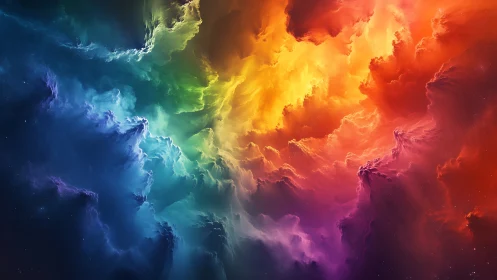 Vivid cosmic nebula swirls through a luminous color spectrum