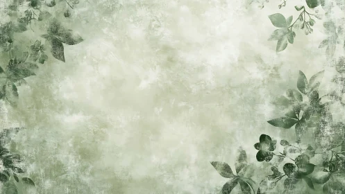 Soft sage foliage border on textured vintage wash background.