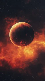 Emberworld Ascending Through a Flare-Soaked Cosmic Night.