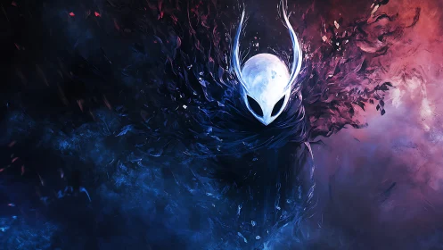 Mystic horned spirit drifting through swirling twilight storm.