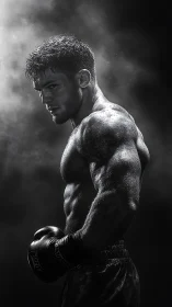 Storm-lit boxer carved from shadow, sweat and resolve.