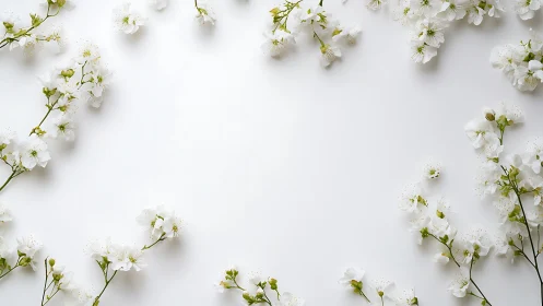 Delicate White Blooms Dance Across Minimalist Canvas.
